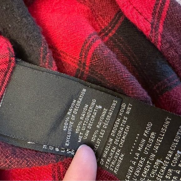 Harley Davidson Buffalo Plaid Cropped Rayon Button Down Shirt Size M/L - Picture 10 of 11